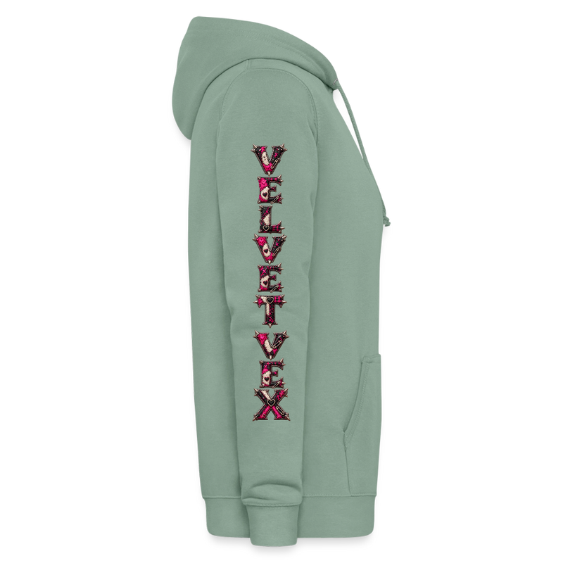 VELVET VEX – Damen Hoodie - Graugrün